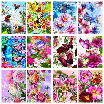 AZQSD Boyama By Numbers Kelebek Çiçek Hayvan Tuval Kitleri Akrilik Manzara Sanat Ev Dekor Hediye Dijital Yağlıboya Hediye