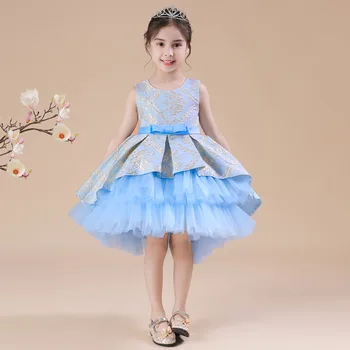 YULUOSHA Pageant Elbise Kızlar için Kolsuz O-Boyun Diz Boyu Desen Dantelli Sashes Çiçekli Elbiseler Kızlar Pageant Elbise