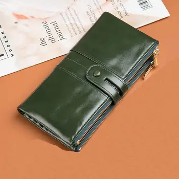 Yüksek Kaliteli Bayan Cüzdan Büyük Kapasiteli Kredi Kartı Kadın kart çantası Moda Hakiki Deri el çantası doğum günü hediyesi 0