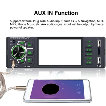 Tek Din Araba Stereo Bluetooth 3.8 İnç IPS Ekran FM Radyo Alıcısı İle Çift USB / AUX-In / TF Kart Bağlantı Noktası / Mikrofon 4