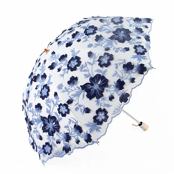 Bumbershoot Yeni Çift Katmanlı Dantel Şemsiye İşlemeli Şemsiye Güneşlik Şemsiye