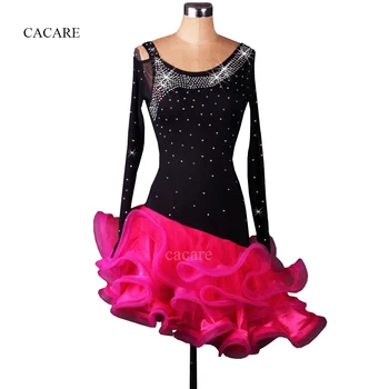 CACARE Klasik Takım Elbise Dans Latin Elbise Kadın Dans Yarışması Elbiseler Salsa Samba Kostümleri Özelleştirmek D0080 Kabarık Şeffaf Etek 0