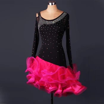 CACARE Klasik Takım Elbise Dans Latin Elbise Kadın Dans Yarışması Elbiseler Salsa Samba Kostümleri Özelleştirmek D0080 Kabarık Şeffaf Etek 1