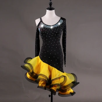 CACARE Klasik Takım Elbise Dans Latin Elbise Kadın Dans Yarışması Elbiseler Salsa Samba Kostümleri Özelleştirmek D0080 Kabarık Şeffaf Etek 3