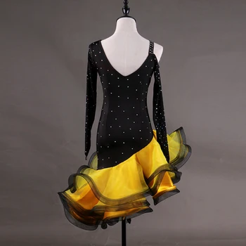 CACARE Klasik Takım Elbise Dans Latin Elbise Kadın Dans Yarışması Elbiseler Salsa Samba Kostümleri Özelleştirmek D0080 Kabarık Şeffaf Etek 4