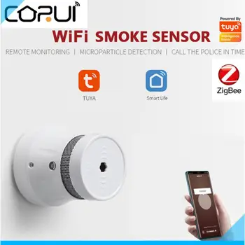 CORUI Tuya Zigbee Akıllı Duman dedektör sensörü güvenlik Alarm Sistemi Akıllı Yaşam App Duman Alarmı Yangın 0