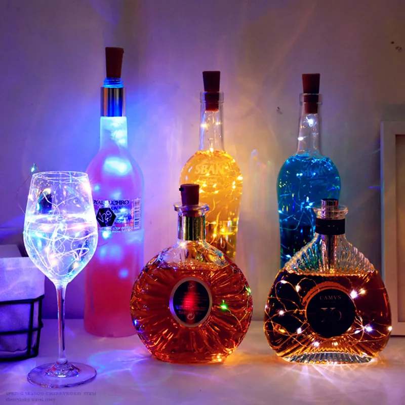 10 adet peri şarap şişesi ışık mantar LED dize ışıkları pil Garland noel partisi düğün dekorasyon ışıkları su geçirmez 3
