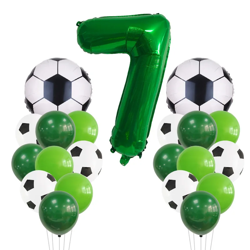 21 Adet / 1 Takım Futbol Beyzbol Spor Tema Doğum Günü Partisi dekorasyon balonları 32 inç Kırmızı Yeşil Numarası Globos Çocuklar İyilik Erkek Hediye 3