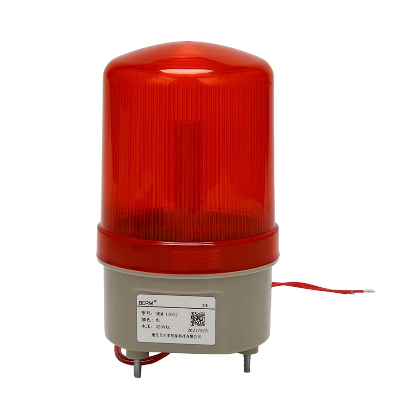 2X Endüstriyel yanıp sönen ses alarm ışığı, BEM-1101J 220 V kırmızı LED uyarı ışıkları Acousto-optik Alarm sistemi 3