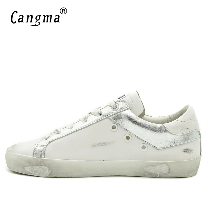 CANGMA Lüks Marka Tasarımcısı Kadın Retro Beyaz Ayakkabı Hakiki deri Sneakers Kadın rahat ayakkabılar Yetişkin Ayakkabı Kadın 3
