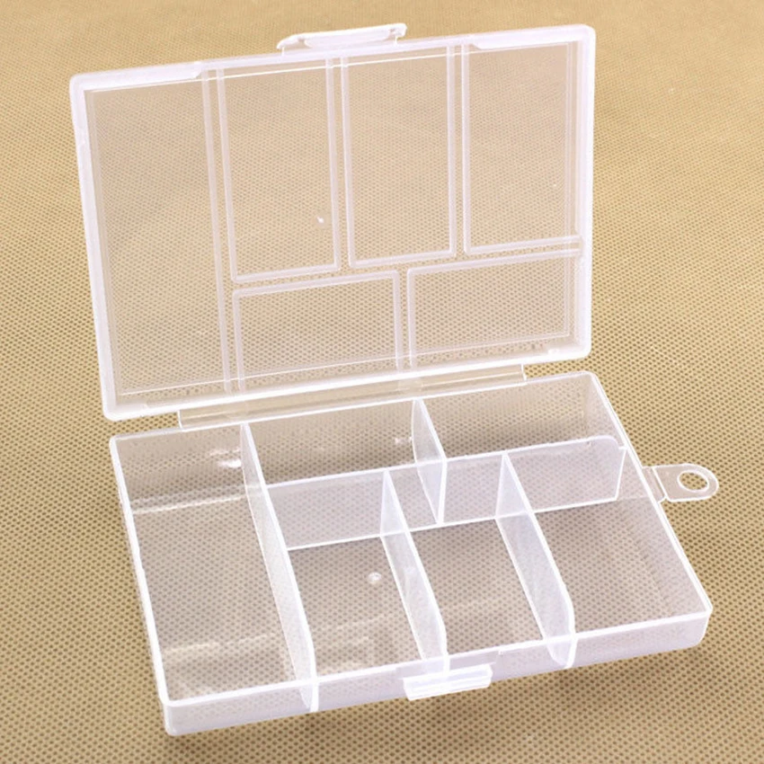 Şeffaf 6 Bölmeli saklama kutusu Taşınabilir plastik saklama kutusu Küçük Kasa Kutusu Saklamak İçin Zanaat Metal Dikiş Takı 3