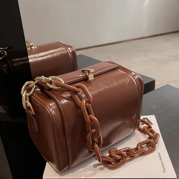 Kadınlar için 2022 Kış Ana Kesesi tasarımcı çantaları Vintage PU Deri Kutu Şekilli Crossbody Çanta Bayanlar Tote alışveriş çantası Bolso