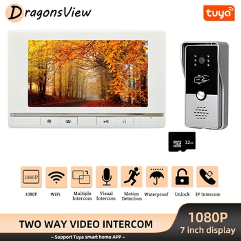DragonsView WiFi Video İnterkom 1080P Açık Kapı Zili Kamera Kablosuz Görsel Tuya Akıllı Görüntülü Kapı Telefonu Ev için