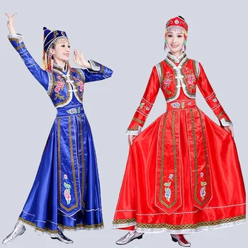 Songyuexıa Yeni Moğol kostümleri kadın giyim İç Moğolistan dans kostümleri Moğol kıyafeti yetişkin azınlık kostümleri elbise Kadın