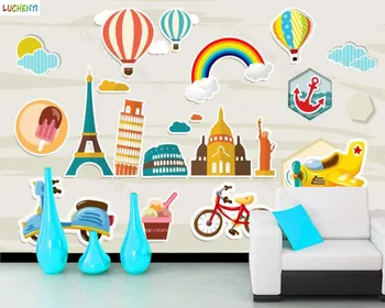 Papel de paredel spor araba hikayesi karikatür araba çocuk odası duvar kağıdı yatak odası oturma odası ev dekorasyon