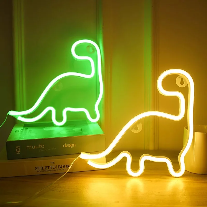 LED Dinozor Neon Burcu yatak odası lambaları Duvar Pil USB Gece Lambası Atmosfer Doğum Günü Hediyeleri Ev Noel Partisi Odası Dekor 4