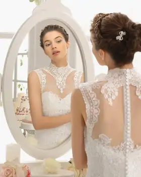 highneck dantel gelinlik 2016 ücretsiz kargo aplikler vestido de noiva casamento romantik yeni a-line tül robe de mariage