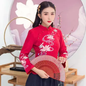 Klasik halk Kış kız cheongsam Çin vintage geleneksel tarzı boudoir tang maxi çay sanat takım elbise ceket + etek 5