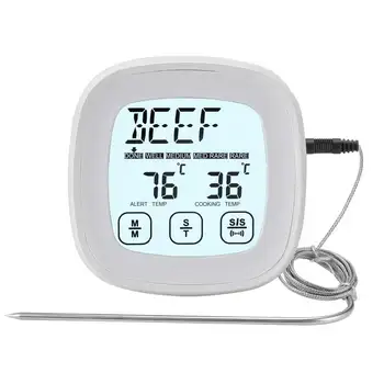 Beyaz dokunmatik Mutfak gıda dijital ekran Barbekü Termometre Zamanlayıcı Çatal 2 AAA Pil