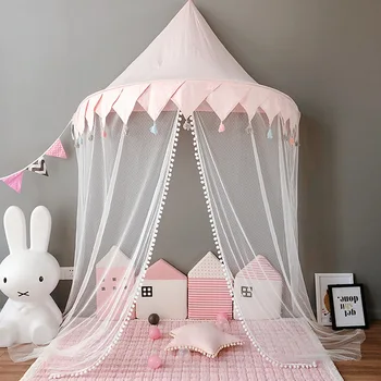 Çocuk Pamuk Çadır Prenses Yarım Ay Cibinlik Rüya Yatak Perde Bebek Dollhouse Kapalı Okuma Köşe Çocuk Odası Dekor