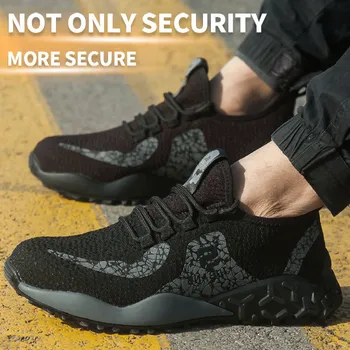 2019 Sonbahar Çelik Burunlu İş Güvenliği ayakkabıları Erkekler için Delinme Geçirmez Güvenlik Botları Adam Nefes Hafif Endüstriyel rahat ayakkabılar Erkek