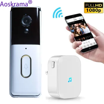 Aoskrama Tuya Akıllı WiFi Kapı Zili Video gözetleme deliği kapı zili 1080P HD PIR İnterkom Kamera Su Geçirmez Dijital Gözetim Görüntüleyici