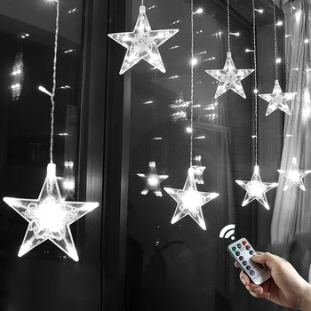 Noel ışıkları Garland Perde Yıldız LED Dize Peri İşıklar Açık Kapalı Yatak Odası İçin 2023 Yeni Yıl Partisi Düğün Dekorasyon