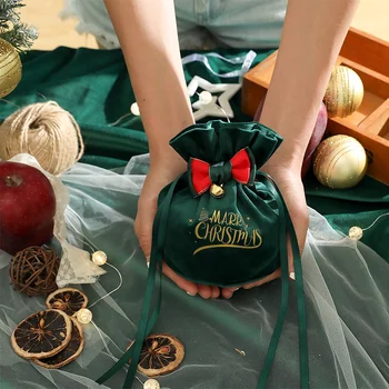 Santa Çuval Bezi hediye çantası Şeker Elma Saplı Çanta Yılbaşı Ağacı Süsleri Ev Masa Yeni Yıl 2023 Noel Hediyeleri
