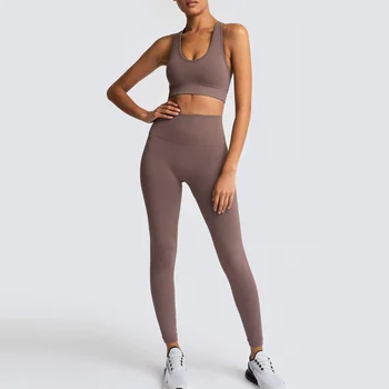 Iki Parçalı Set kadın Kırpma üstler ve pantolonlar Seksi Kadınlar Yoga Setleri Egzersiz Spor Salonu Spor Giyim Yelek Üst + Tayt Kısa Takım Elbise 2