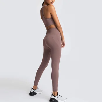 Iki Parçalı Set kadın Kırpma üstler ve pantolonlar Seksi Kadınlar Yoga Setleri Egzersiz Spor Salonu Spor Giyim Yelek Üst + Tayt Kısa Takım Elbise 4