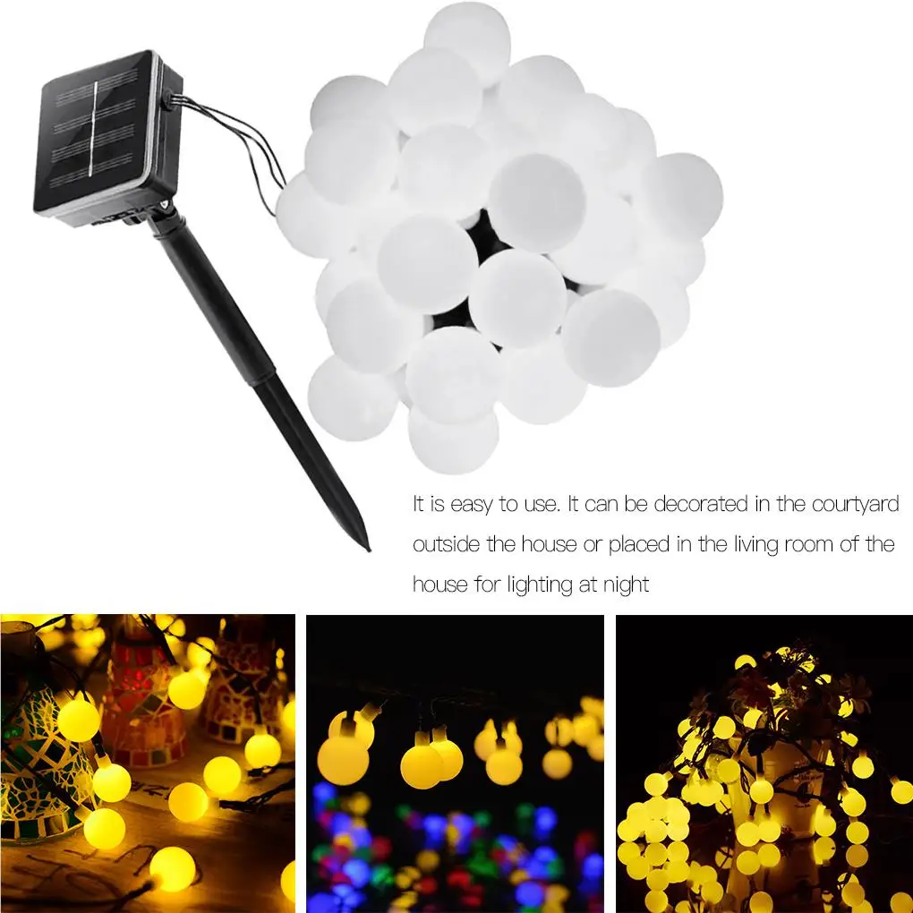 LED güneş küçük beyaz top lamba dize top lamba açık su geçirmez bahçe dekoratif lamba renkli lamba 5