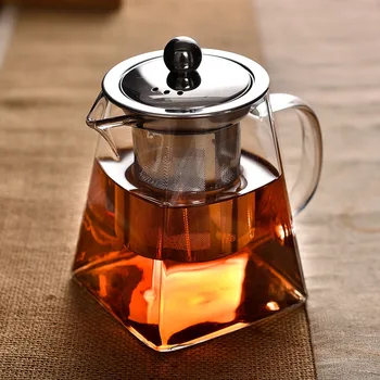 350/500/750/900ML İsıya dayanıklı Şeffaf cam çaydanlık Demlik Filtre İle Oolong Pu'er Kahve Çay Süt Demlik Konteyner
