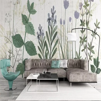 Iskandinav el-boyalı bitkiler ve çiçekler modern basit tarzı televizyon arka plan duvar tablosu dekoratif boyama