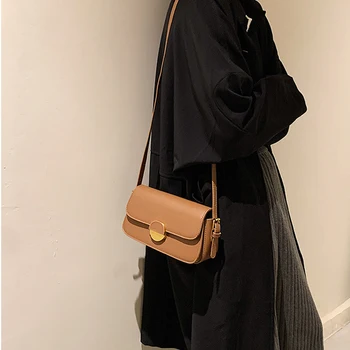 Retro Sonbahar Yeni omuz çantaları Kadınlar için Tasarımcı Basit deri çantalar Bayan Lüks Crossbody Çanta Marka Çantası Ruj Çantası 4