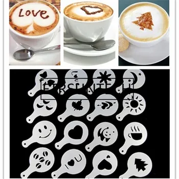 100 Takım Kahve Şablon Çizim Kalıp Barista Kahve Baskı Çiçek Modeli Şablonlar Cafe Köpük Sprey Dekorasyon Aracı