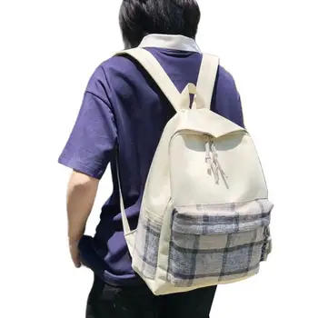 Kadın fermuar cep renk blok sırt çantası öğrenci seyahat okul çantası Sırt çantası