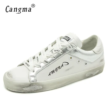 CANGMA Lüks Marka Tasarımcısı Kadın Retro Beyaz Ayakkabı Hakiki deri Sneakers Kadın rahat ayakkabılar Yetişkin Ayakkabı Kadın 2
