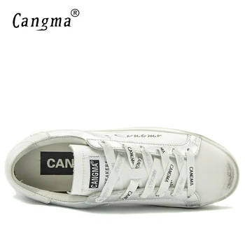 CANGMA Lüks Marka Tasarımcısı Kadın Retro Beyaz Ayakkabı Hakiki deri Sneakers Kadın rahat ayakkabılar Yetişkin Ayakkabı Kadın 4