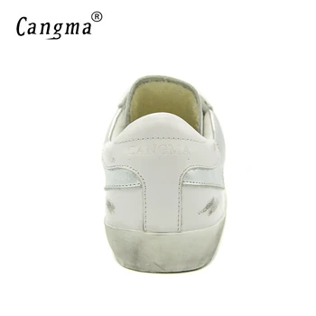 CANGMA Lüks Marka Tasarımcısı Kadın Retro Beyaz Ayakkabı Hakiki deri Sneakers Kadın rahat ayakkabılar Yetişkin Ayakkabı Kadın 5