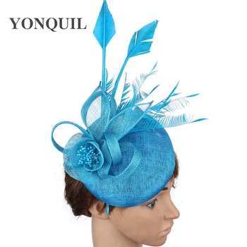 Yüksek Kaliteli 4 Katmanlı Sinamay Düğün Başlığı Bayanlar Kadınlar İçin Şapkalar Fascinator saç aksesuarları Kokteyl Yarış Chapeau Kap 1