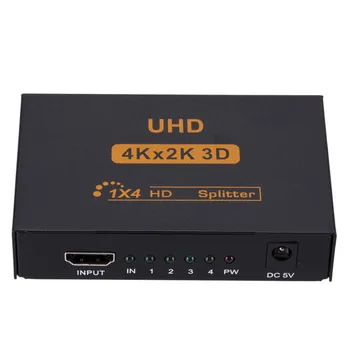 1X4 HDMI uyumlu Splitter Dönüştürücü 1 4 Out HD 1.4 Splitter Amplifikatör HDCP 1080 P Çift Ekran 0