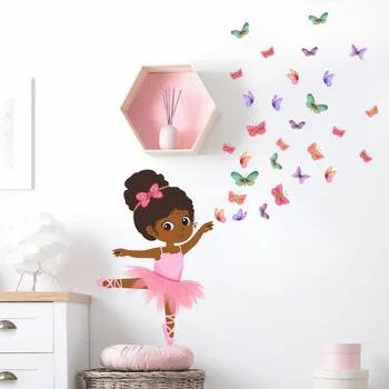 30 * 60 cm Renkli Kelebek Dans Küçük Kız Karikatür Duvar Sticker Arka Duvar Odası Oturma Odası Yatak Odası Dekoratif Duvar Sticker