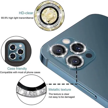 Iphone 13 12 Pro Elmas Kamera Lens Koruyucu Cam Metal Lens Halka Filmi iPhone 11 13Pro 12 Pro Max 13 Mini Arka Kapak 0
