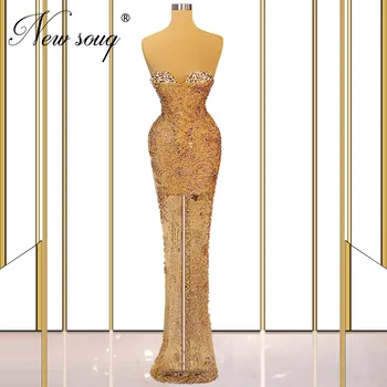 Custom Made Seksi Boncuk Illusion Parti kutlama elbiseleri 2022 Elbiseler De Dubai Mermaid Uzun Abiye Couture Dubai Balo Elbise 0