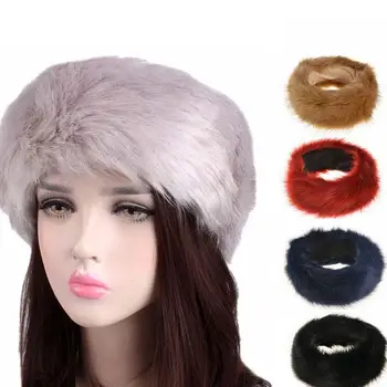2022 Kadın Kış Faux Fox Kürk Şapka Sıcak Yumuşak Kabarık Kürk Kadın Kap Sıcak Kar Kayak Kap Kürk Bombacı Şapkalar Kızlar Kalın Kürklü Kafa Bandı