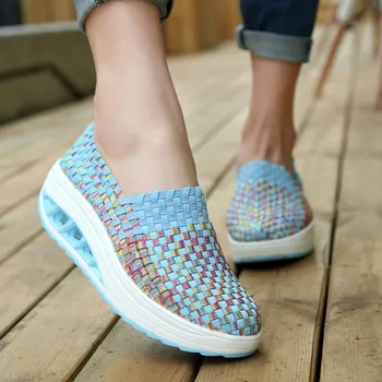 Rahat Yaz Ayakkabı Kadın Platformu Sneakers 2022 Yeni Moda Nefes Dokuma Takozlar Ayakkabı Kadın Ayakkabı Tenis Feminino