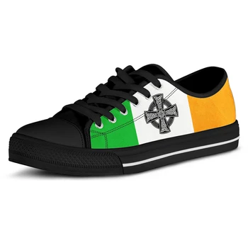 ELVISWORDS Basit İrlandalı Tasarım Dantel-up ayakkabı İskoç Celtic Yeşil Çapraz Baskı kadın vulkanize ayakkabı kanvas sneaker Daireler 2