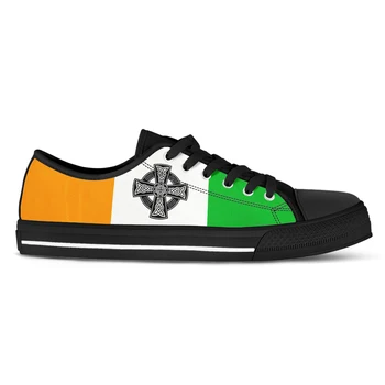 ELVISWORDS Basit İrlandalı Tasarım Dantel-up ayakkabı İskoç Celtic Yeşil Çapraz Baskı kadın vulkanize ayakkabı kanvas sneaker Daireler 3