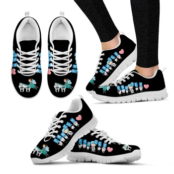 Kadınlar İçin yaz Ayakkabı 2021 Kadın Sneakers Karikatür Diş Melek Baskı Tasarımcısı Diş Hekimi Bayanlar Sneaker düz ayakkabı Zapatos Planos 0