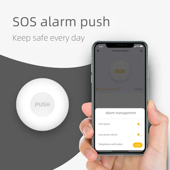Tuya ZigBee SOS Düğme Sensörü Alarmı Yaşlı Çocuk Alarmı Acil Yardım Anahtarı Tuya Akıllı Yaşam App Uzaktan Kumanda ZigBee Hub 1
